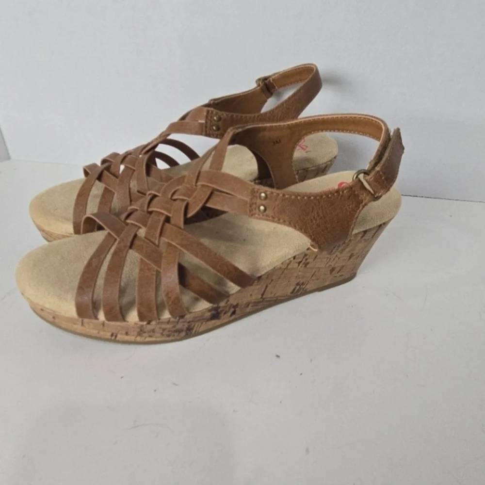 Cork Wedge Sandals, Size 3
